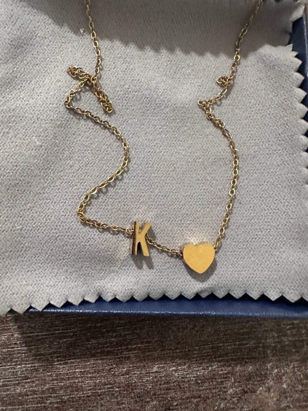 Gold Initial K & Heart Pendant Necklace